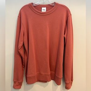 Zara Men’s Medium Salmon/Dark Pink Crewneck Sweatshirt